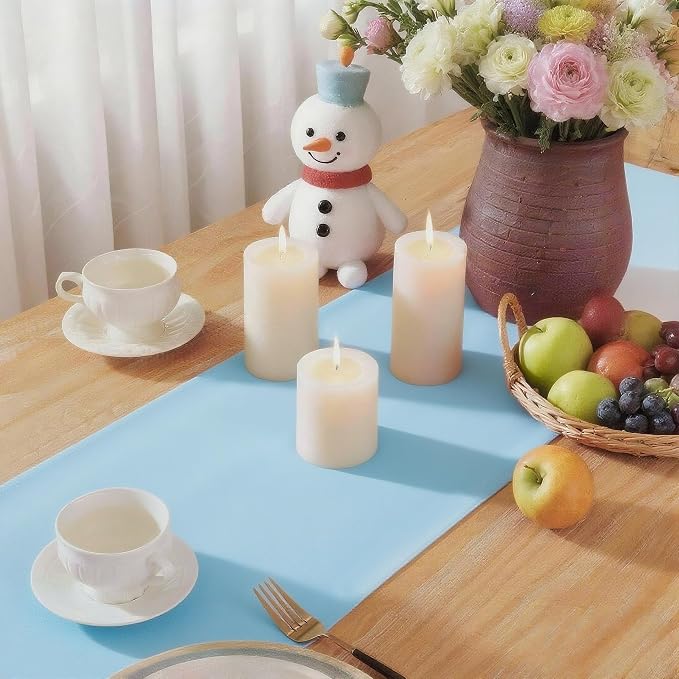 Baby Blue Table Runner, Waterproof Washable Runners 48 Inches Long | Reusable - Image 6