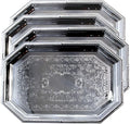 Elegant Floral Engraved Serving Tray Chrome Plated Steel Plate Platter by MAROMEGASTORE