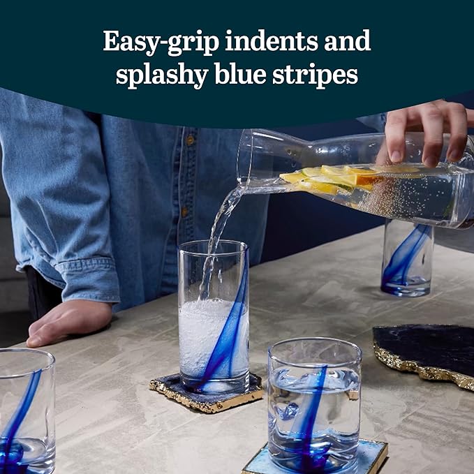 Blue Ribbon Tumbler & Rocks Drinking Glasses Set of 16, Dimpled Cups | 16.75 oz - Image 4