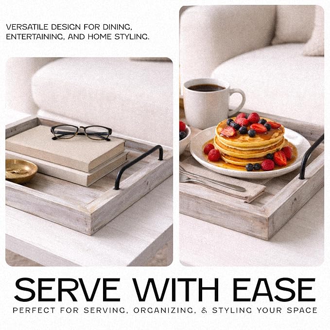 Besti Rustic Vintage Food Serving Trays | Nesting Wooden Board - Image 4