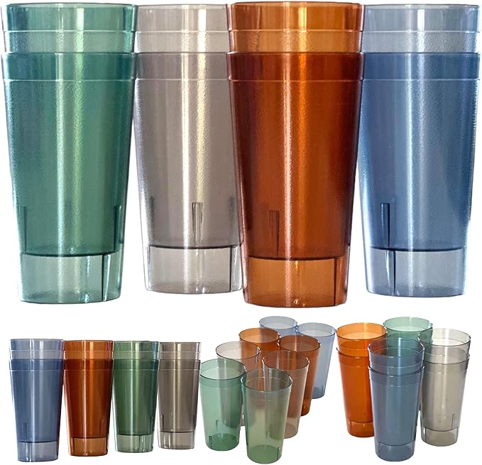 Oojami Set of 8 Plastic Tumblers, 20-Ounce Reusable Cups, BPA-Free & by Oojami