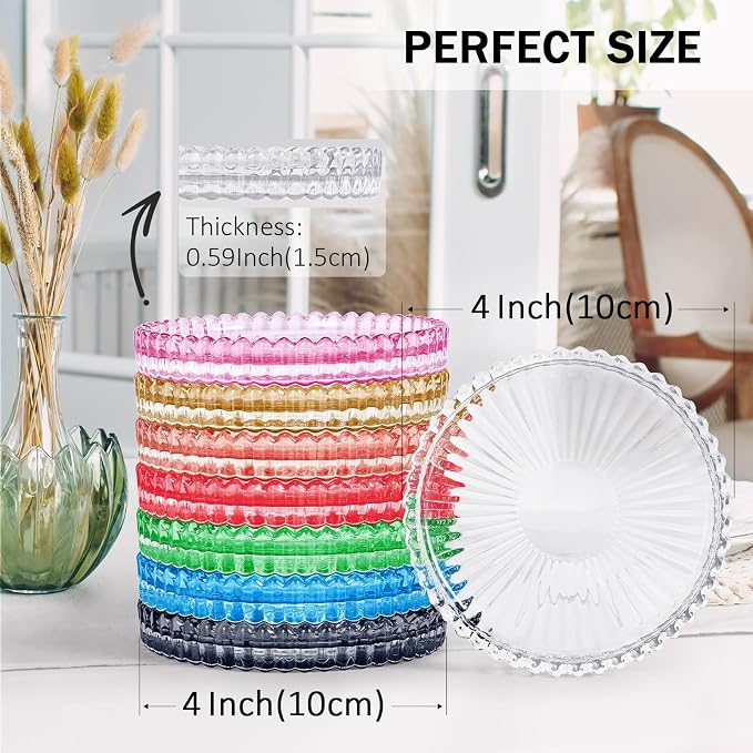 Modern Clear Glass Coasters Set of 8, Cute Coasters Table Mats - Image 2