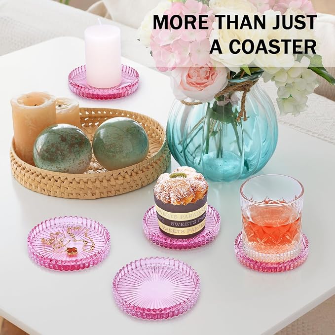 Modern Clear Glass Coasters Set of 6, Cute Coasters Table Mats - Image 6