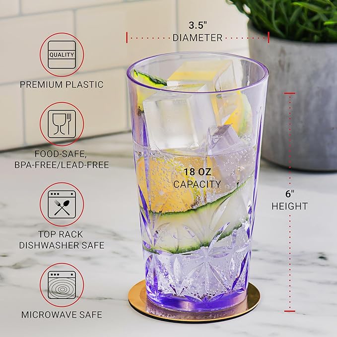 Bravario Royal Plastic Drinking Tumbler, Dishwasher-Safe BPA-Free Durable Mixed - Image 4