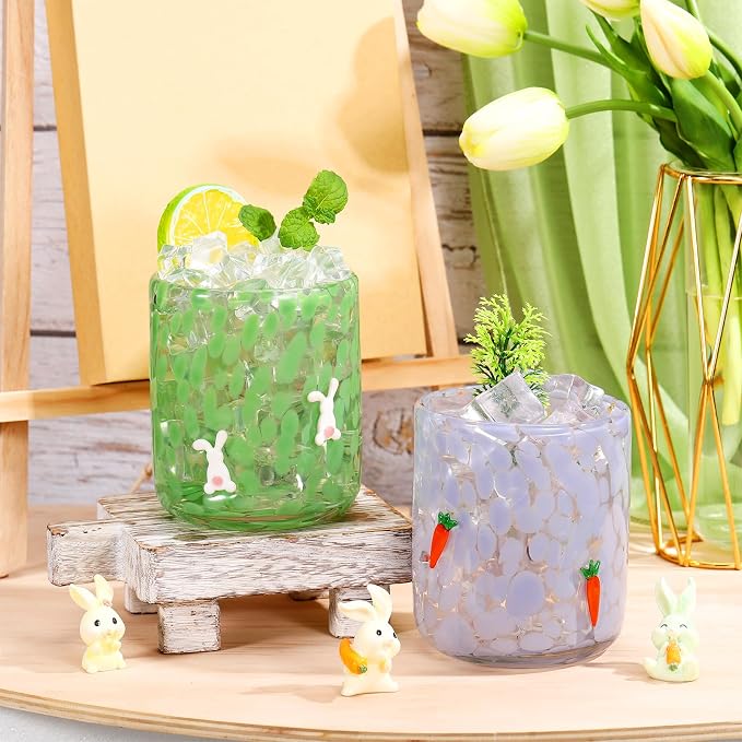 SiliFine 2 Pcs Easter Icon Juice Glasses - 14oz Rabbit Carrot Stemless Wine - Image 6