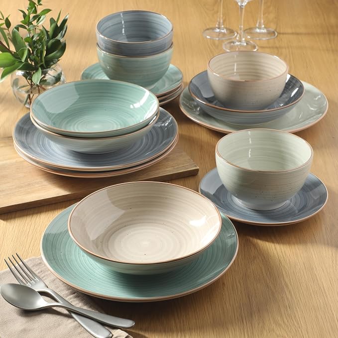 Gibson Home Stonebury 16 Piece Plates and Bowls Assorted Color Dishes - Image 6
