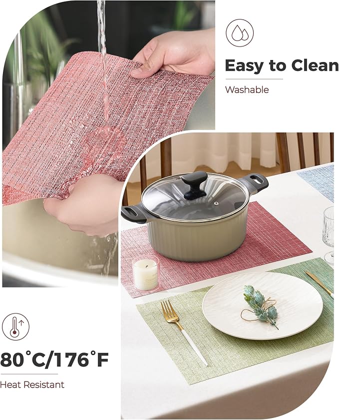 Leetaltree Gradient Pink Woven Placemats Set of 8 - Image 5