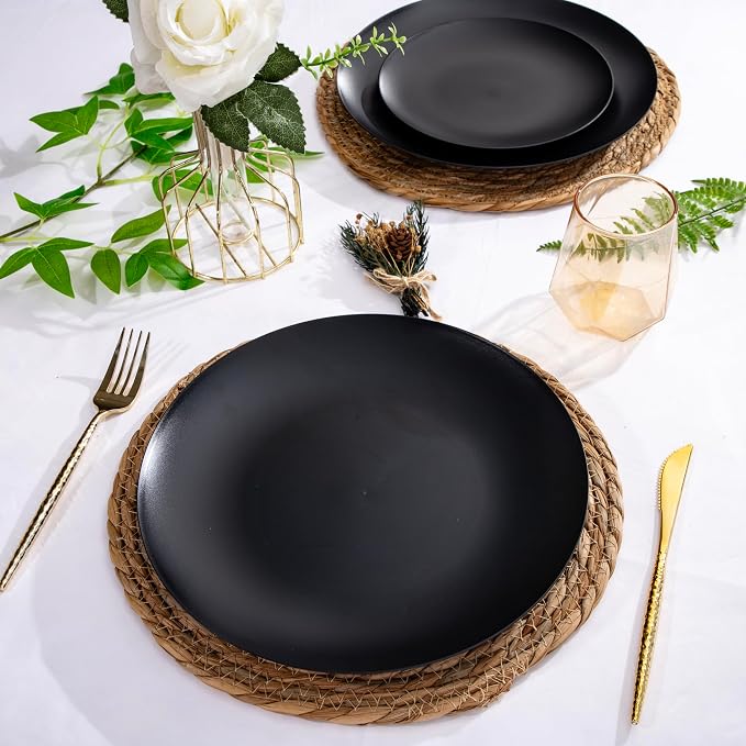 ejonirinjonir 80pcs 10.25in Heavy-Duty Black Plastic Plates - Image 9