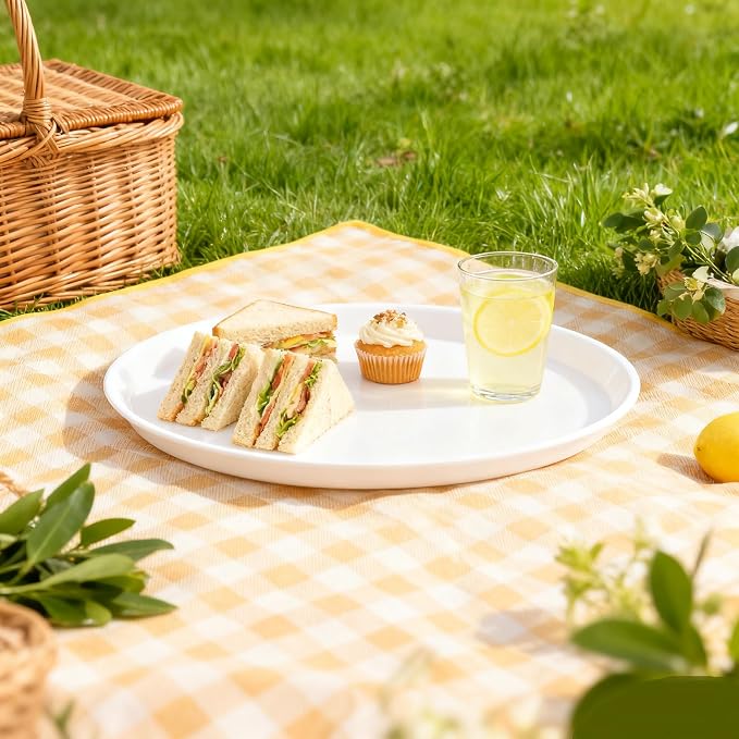 4 Pack Round Restaurant Serving Trays, Plastic Food Service Tray | Fast Food - Image 7