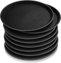 Zopeal 8 Pieces Black Round Restaurant Serving Tray, Plastic Non Slip Surface by Zopeal