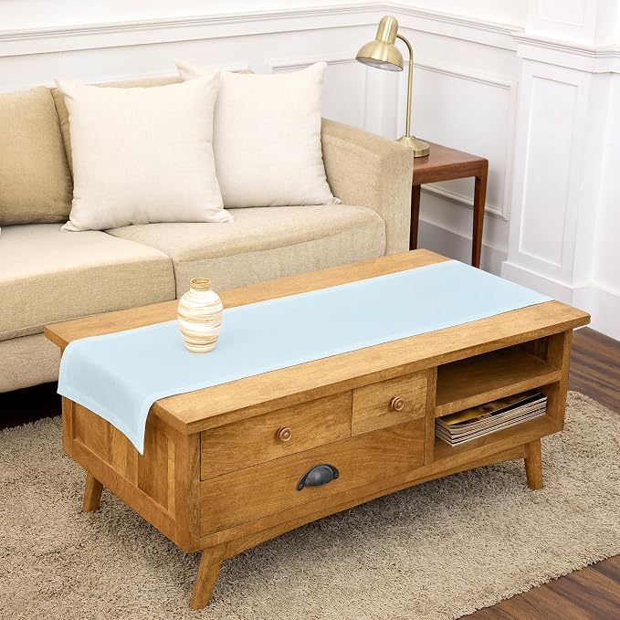 Solino Home 100% Pure Linen Table Runner Ice Water Woven, Fete 14 x 48 in | by SolinoHome