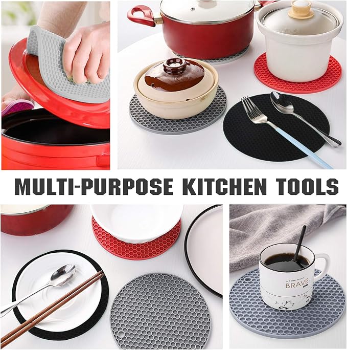 4 Pack Trivets for Hot Dishes | Hot Pads for Kitchen, Silicone Pot Holders for - Image 6