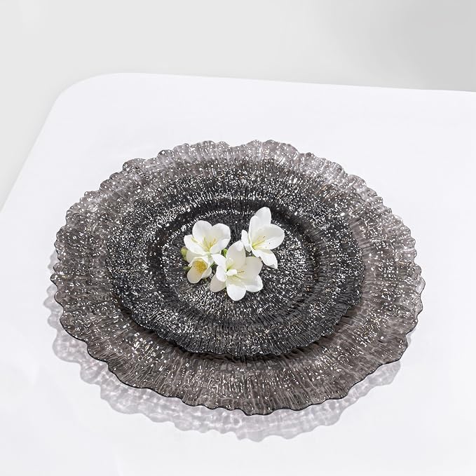 U-QE 60PCS Clear Black Plastic Plates, Heavy Duty Black Disposable Plates - Image 3