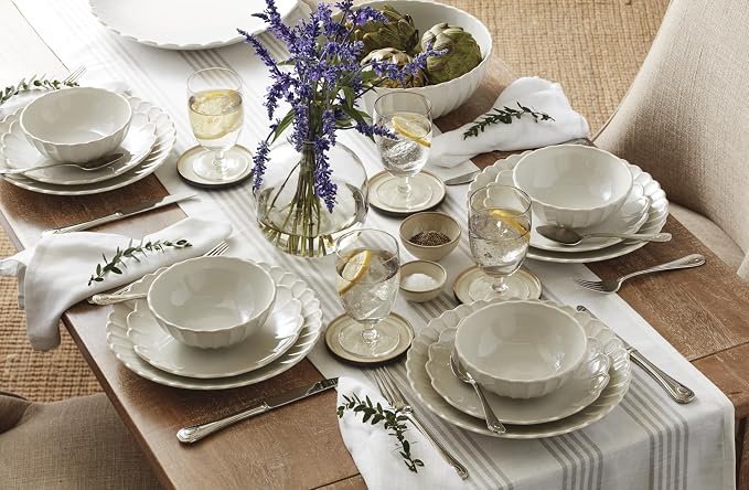 Lenox French Perle Groove White Stoneware 24-Piece Dinnerware Set - Image 6