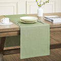 Basic Linen Style Table Runner, 14x60 Inch Sage Green | Mitered Corner Design by ZEEMARTONLINE