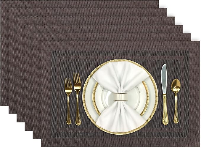 Aofmee Placemats Set of 6, Washable PVC Place Mats, Heat Resistant Non-Slip by Aofmee