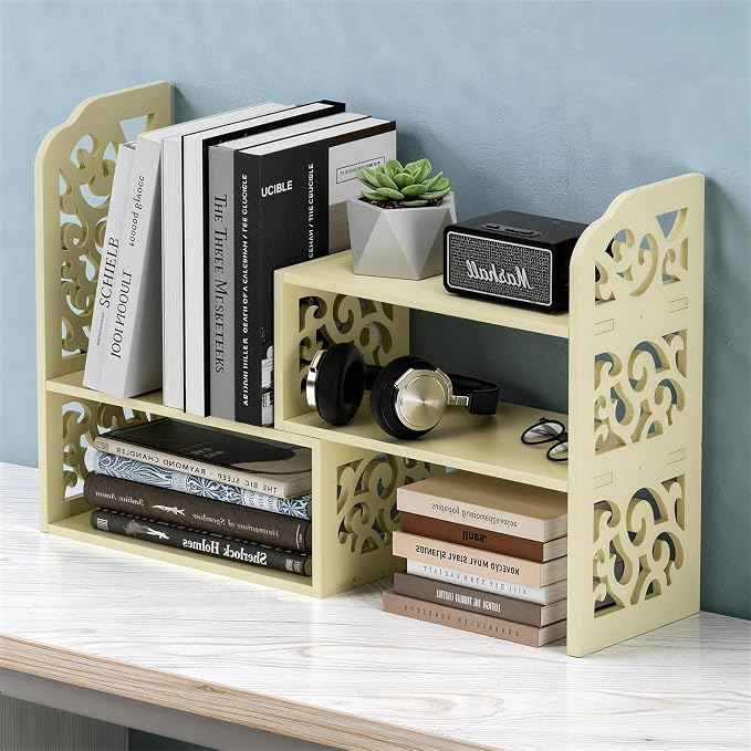 YGYQZ Adjustable Desktop Shelf Organizer, 3-Tier Expandable Desk Shelf by YGYQZ