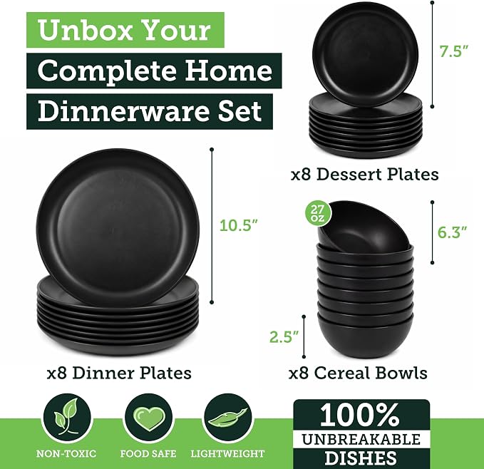 Grow Forward 24-piece Premium Wheat Straw Dinnerware Sets - Image 3
