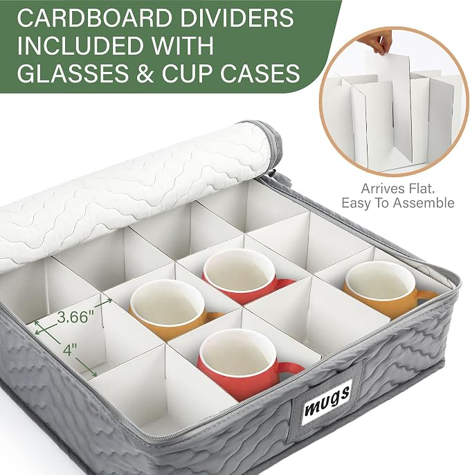LotFancy China Storage Containers, Quilted 5-Piece Set, Tea Cup and Saucer - Image 2