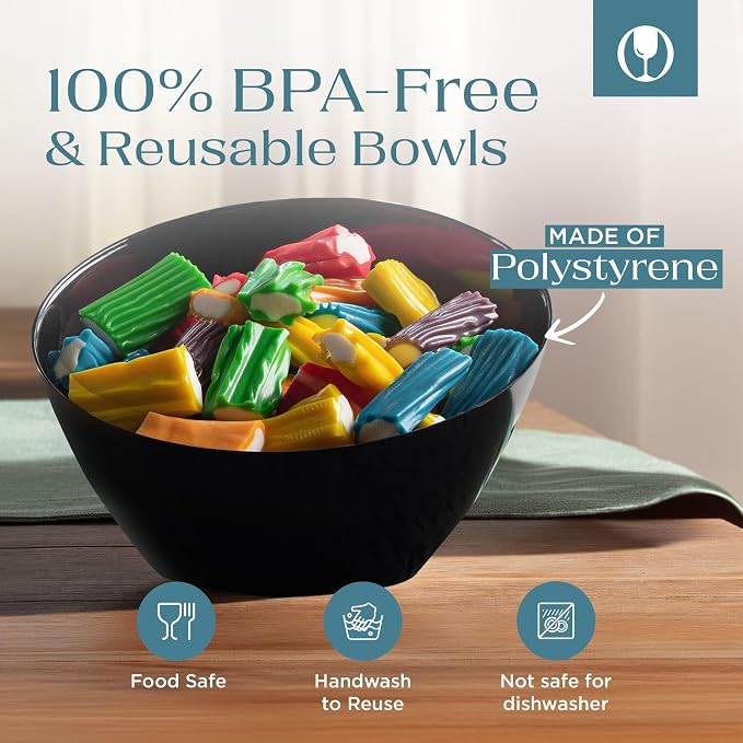 5 Pack Black Angled Plastic Serving Bowl Disposable - Image 6