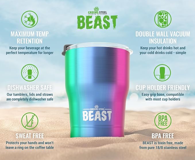 Beast 10 oz Tumbler Stainless Steel Vacuum Insulated Coffee Ice Cup Double Wall - Image 2