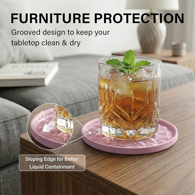 Silicone Coasters for Drinks- Cup Mat for Tabletop Protection-Non-Slip - Image 4