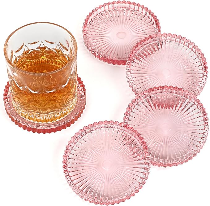 Modern Clear Coaster Set of 5- Glass Coasters by Unknown