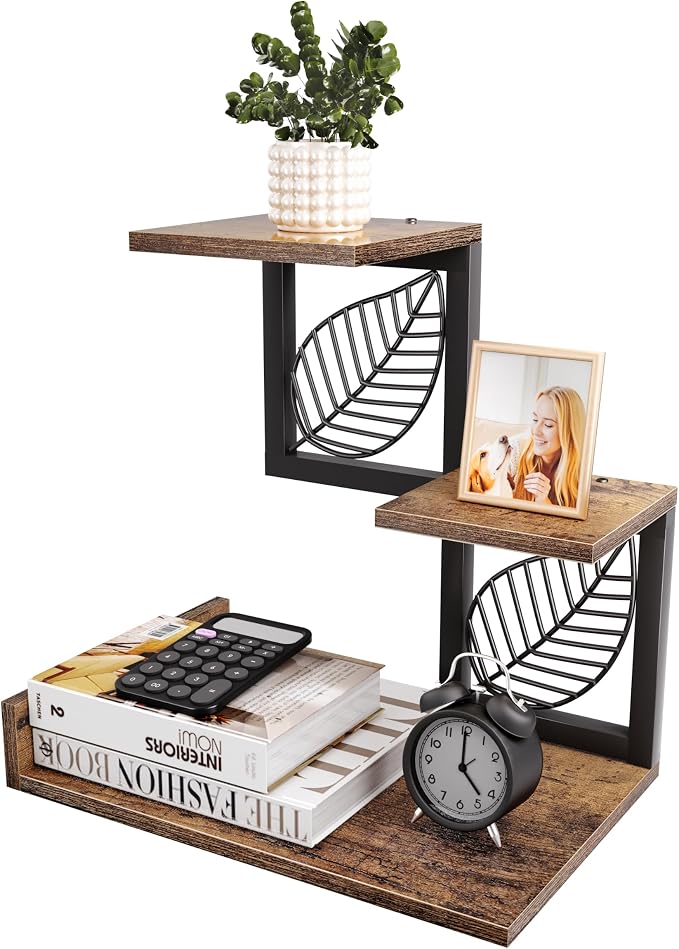 Desk Shelf Organizer, 3 Tier Desktop Leaf Small Bookshelf | Adjustable rustic by NOTASA