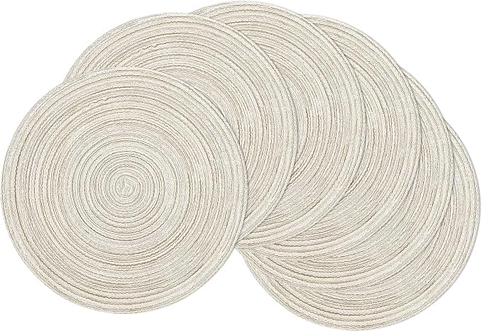SHACOS Round Placemats Set of 6 Braided Circle Place Mat Washable 15 inch Table by SHACOS