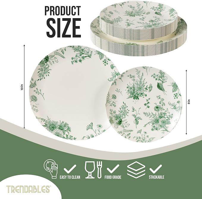 Trendables 40 Piece Plastic Disposable Plates Set - Image 2