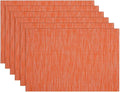 SHACOS Orange Placemats Set of 6 Woven Vinyl Place Mats by SHACOS