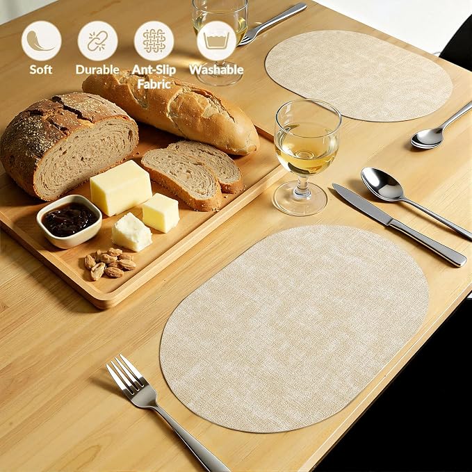 Placemats Set of 4, 11.8 x 17 Inch, Waterproof Wipeable Reversible PU Placemat - Image 6