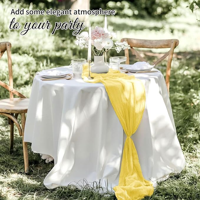 10 Pack Light Yellow Cheesecloth Table Runner 17x108 Inch Boho Gauze Cheese - Image 8
