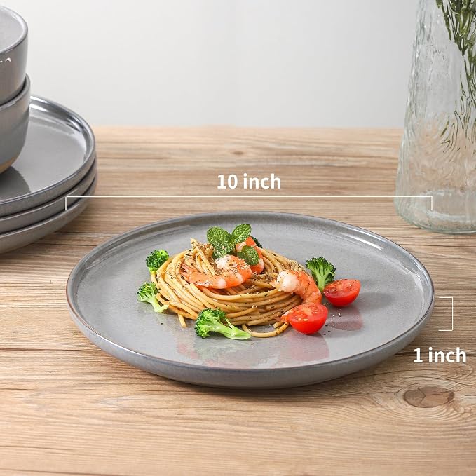 Ceramic Dinner Plates Set of 4, Stoneware 10 Inch, Dishwasher and Oven Safe - Image 2