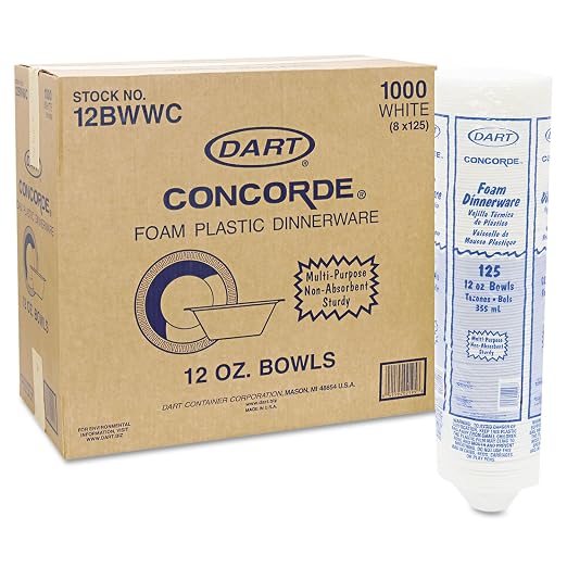 Dart 12BWWCR 10-12 oz White Unlaminated Foam Bowl - Image 3