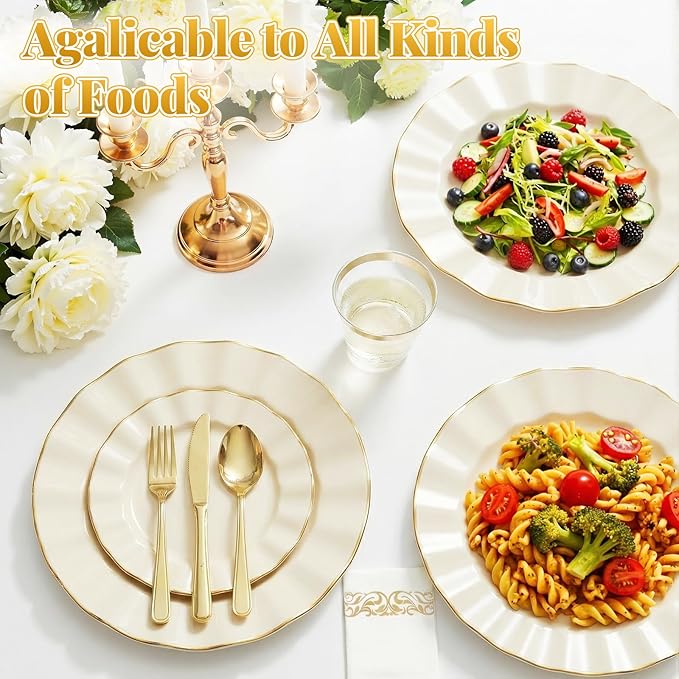 Glowserve 175 Piece Disposable Plastic Plates Dinnerware Set - Image 2
