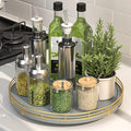 Oroyutor 12-Inch Gray Wooden Lazy Susan Spice Organizer by Oroyutor