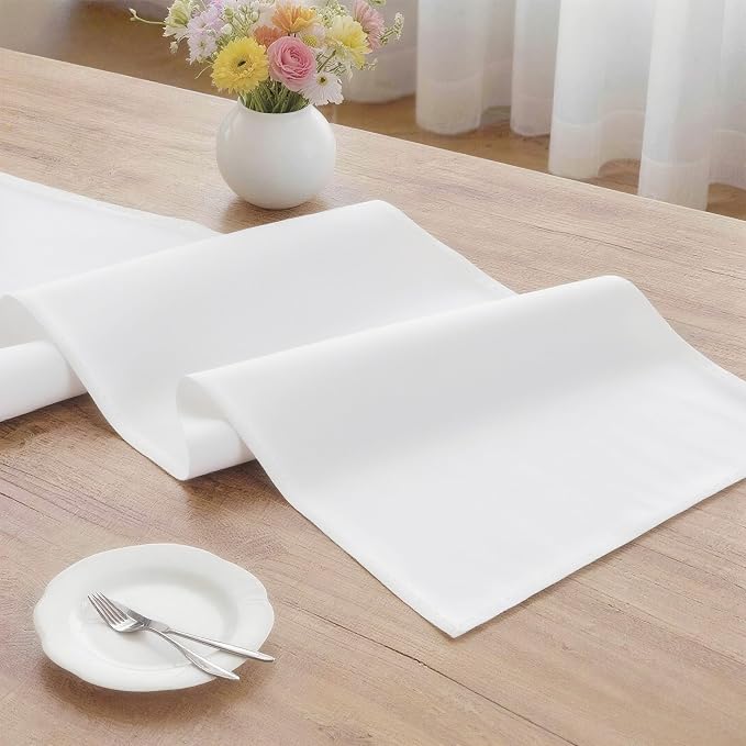 MEANMOY White Table Runner 72 Inches Long Waterproof Table Runners | Washable - Image 3