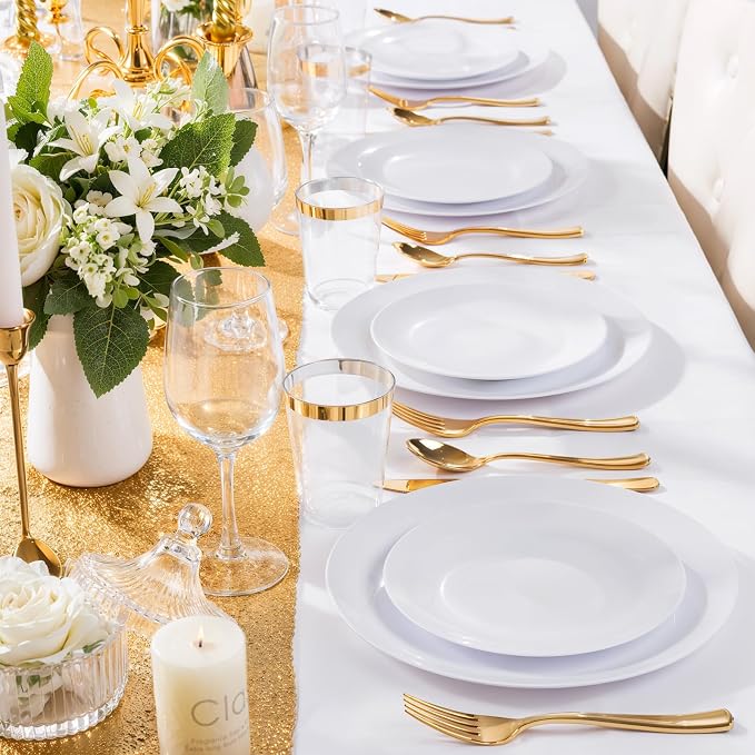 Nervure 100Pcs White Plastic Plates - Image 8