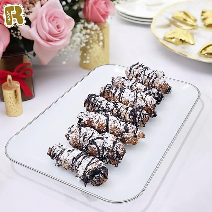 3 Pack Silver Plastic Serving Trays - Image 2