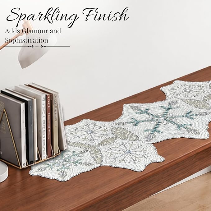 Beaded Table Runner 13x36 Inch Boho Handcrafted Table Runners Rustic Farmhouse - Image 9