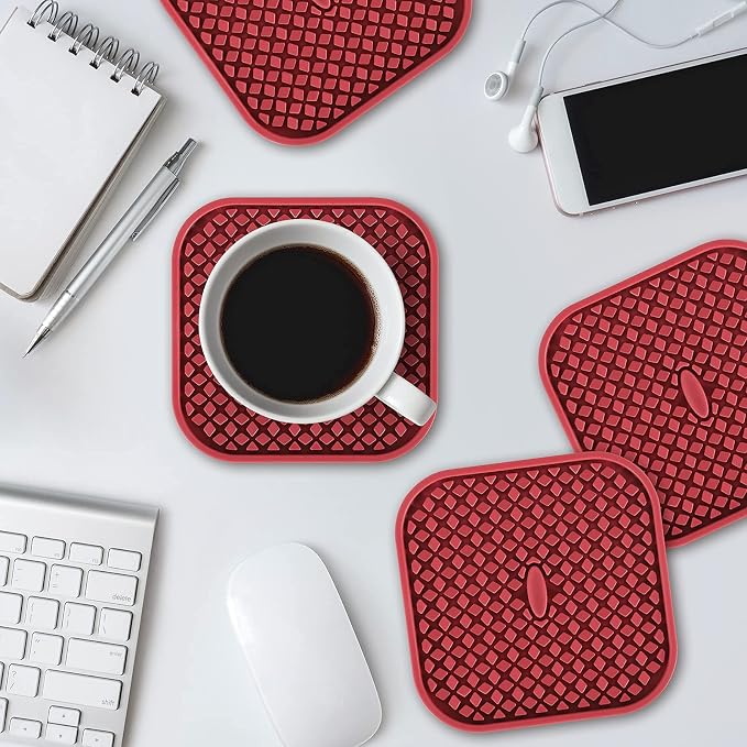 ME.FAN Silicone Coasters with Holder Square Drink Cup Mat - Image 2