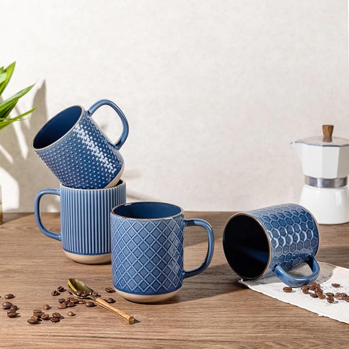 GBhome Coffee Mugs Set of 6, 16 oz Blue Coffee Cups - Image 6