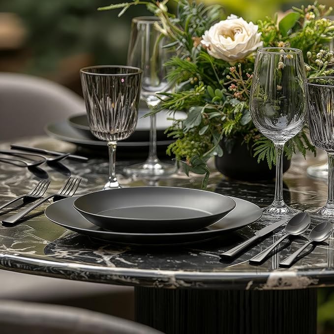 18/10 Flatware set for 4, 20 Piece Black Stainless Steel Silverware Set | - Image 8