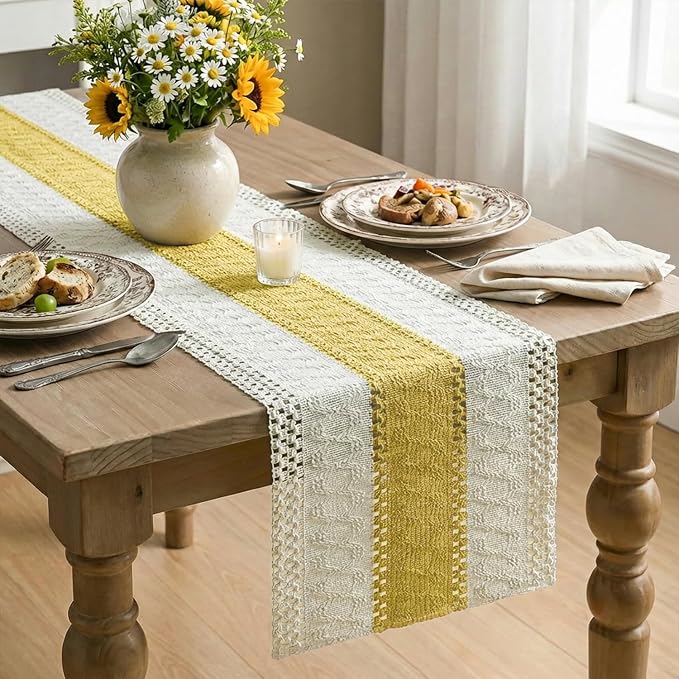 Artoid Mode Yellow Farmhouse Rustic Table Runner 12x90 Inch | Seasonal Holiday - Image 4