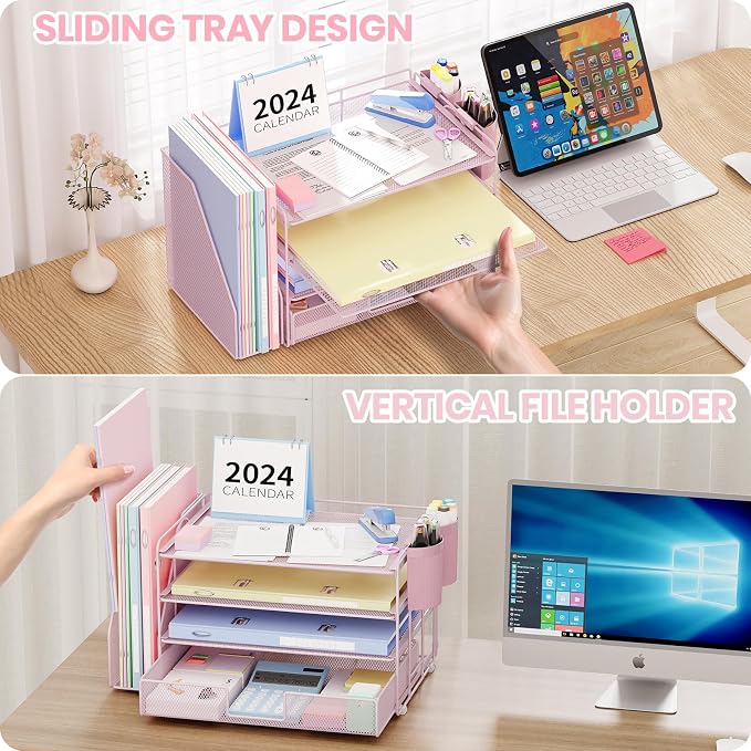 Desk Organizer, 4-Tier Desktop File Organizer - Image 5