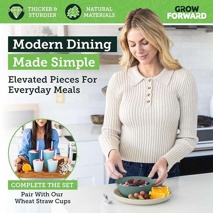 Grow Forward Premium Wheat Straw Plates and Bowls Sets - Image 5