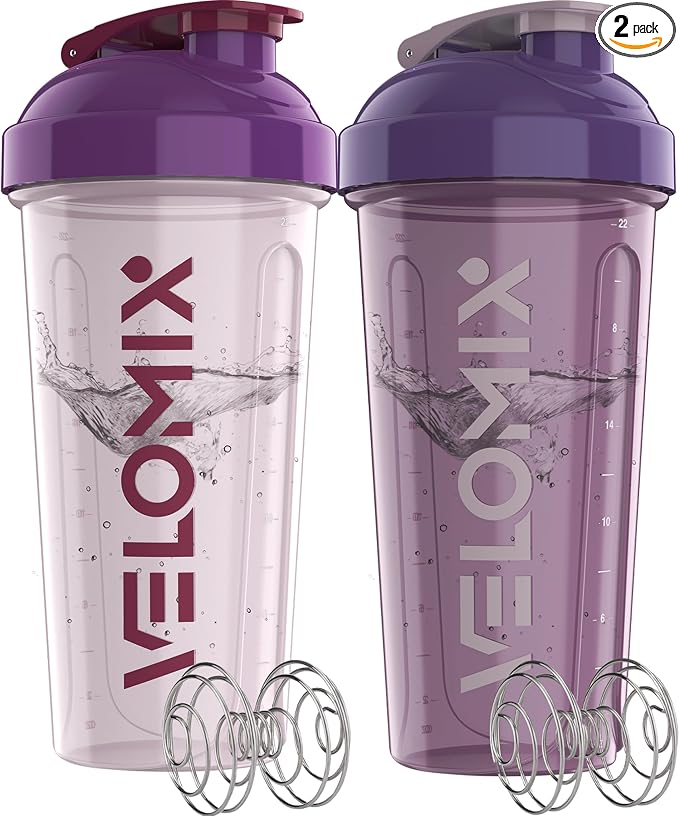 VELOMIX 2 Pack 28oz Protein Shaker Bottle by VELOMIX