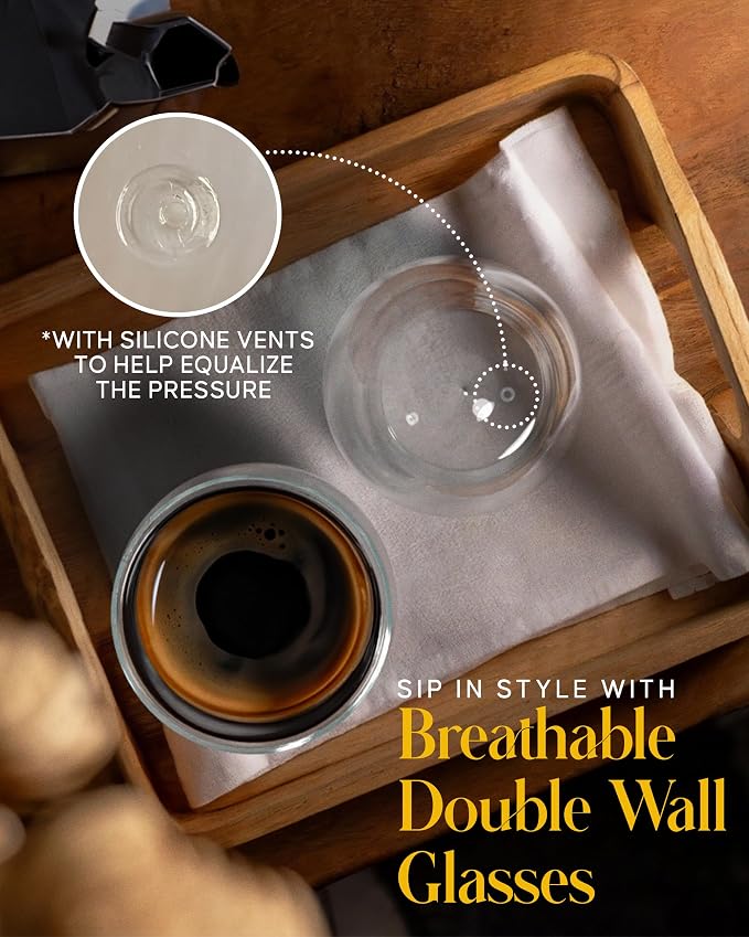 Kitchables Double Walled Glass Coffee Mugs Set of 2, 15oz Insulated Glass - Image 4