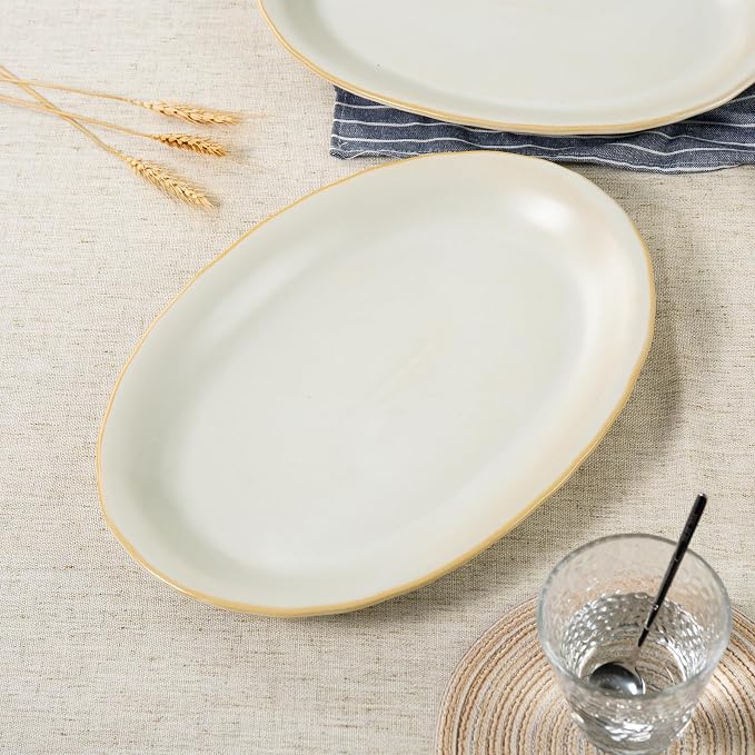 Ceramic Plates, 13.7" Serving Platter, Oval Dinner Plates, Serving Dish Set - Image 5